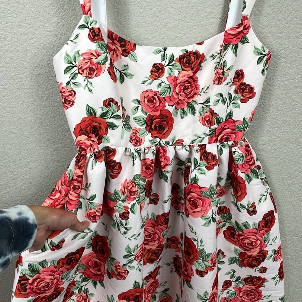 NWT Sachin + Babi Blaine Taffeta Square Neck Midi Dress Babydoll Rose Print 8 - Picture 4 of 11